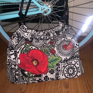 Brighton Embroidered Poppy Handbag